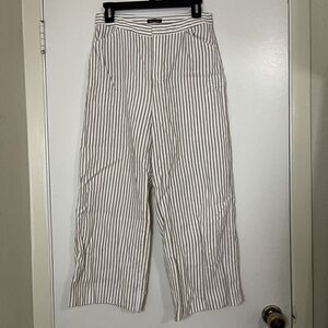 Massimo Dutti brown stripe cropped straight leg trouser pants size US 10
